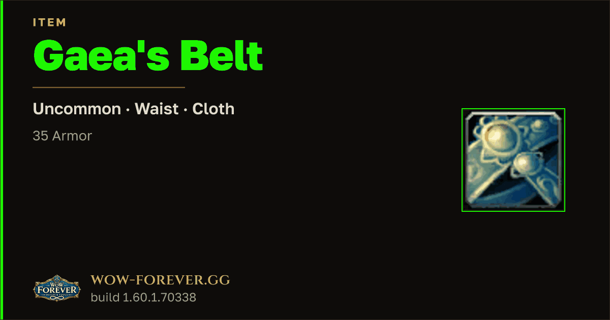The preview card for Gaea's Belt