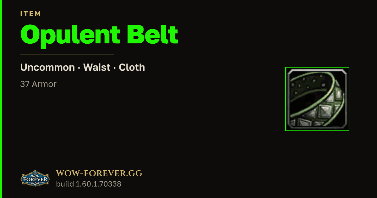 The preview card for Opulent Belt