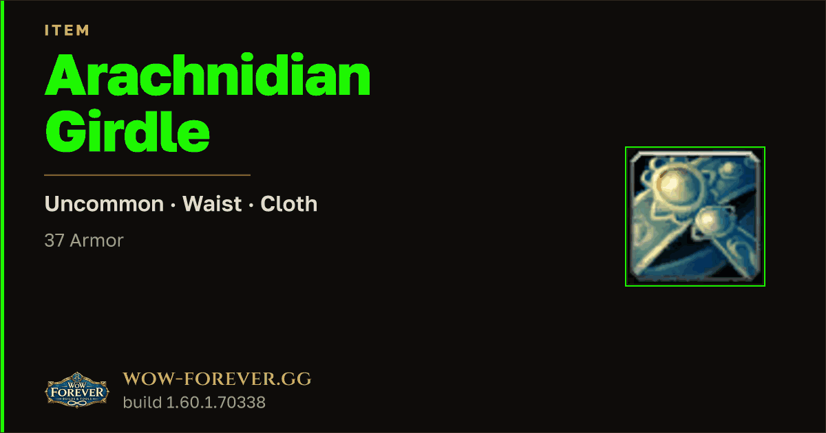 The preview card for Arachnidian Girdle
