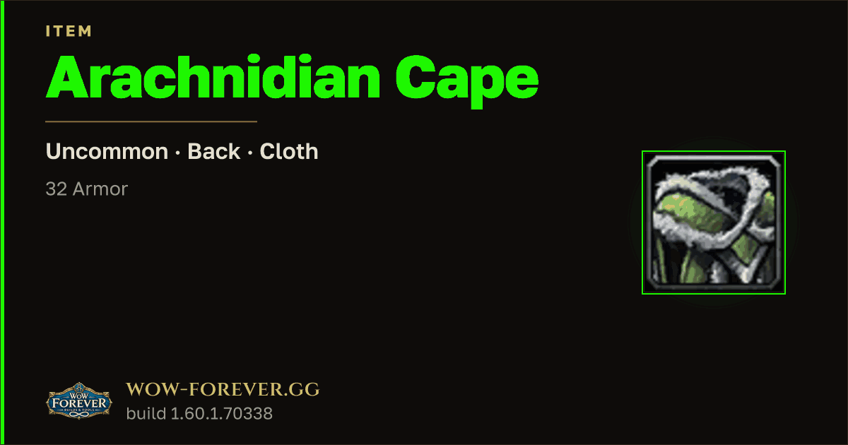 The preview card for Arachnidian Cape
