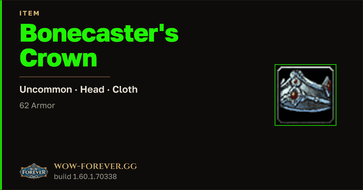 The preview card for Bonecaster's Crown