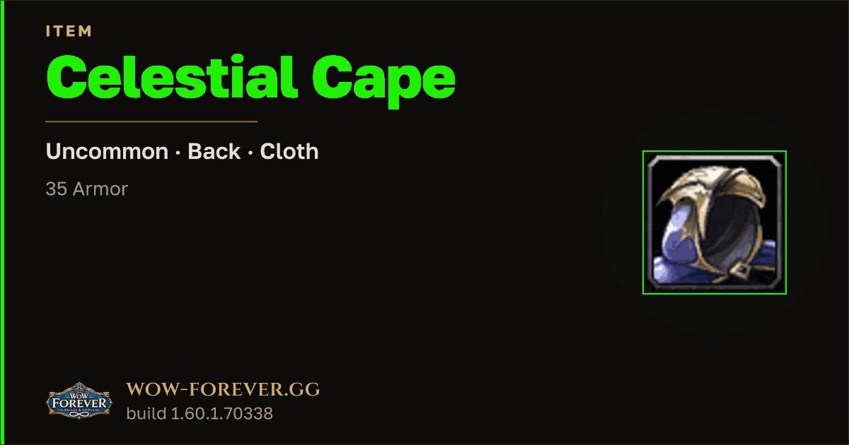 The preview card for Celestial Cape
