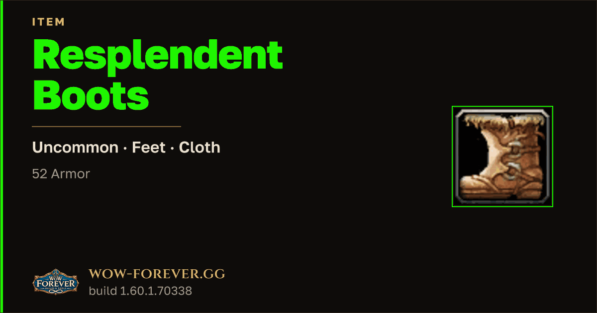 The preview card for Resplendent Boots