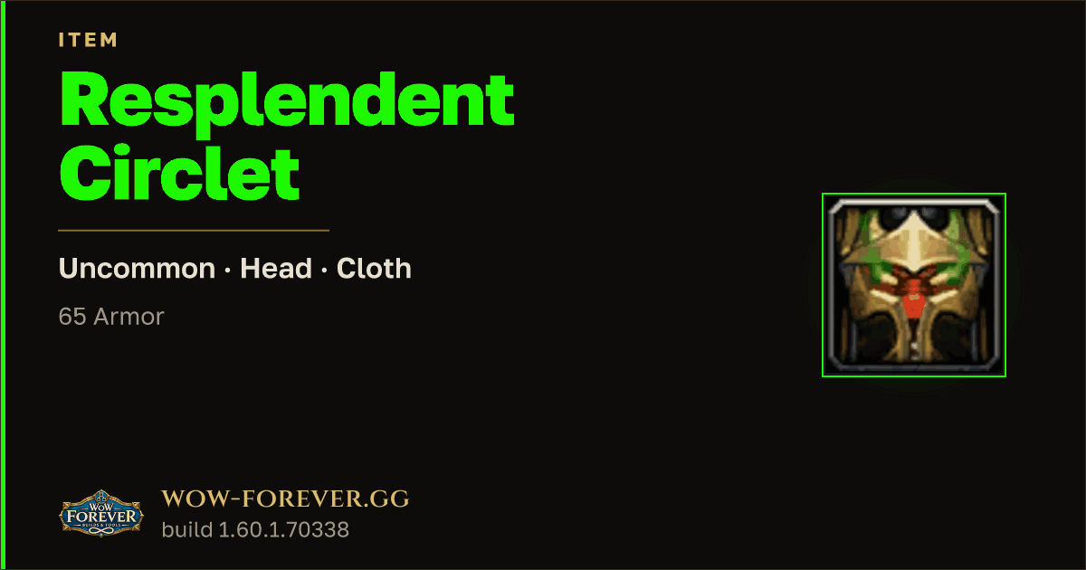 The preview card for Resplendent Circlet