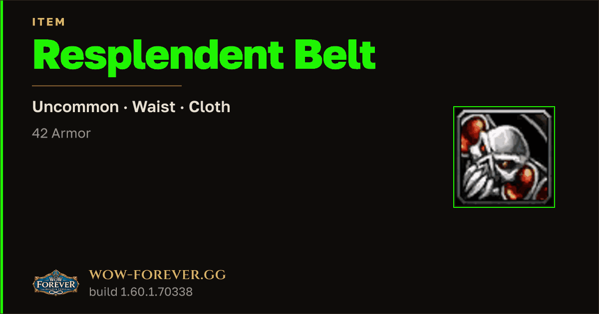 The preview card for Resplendent Belt