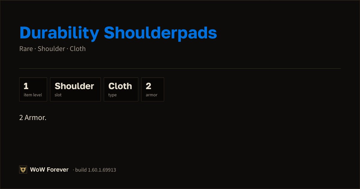 The preview card for Durability Shoulderpads - Rare Cloth Shoulder