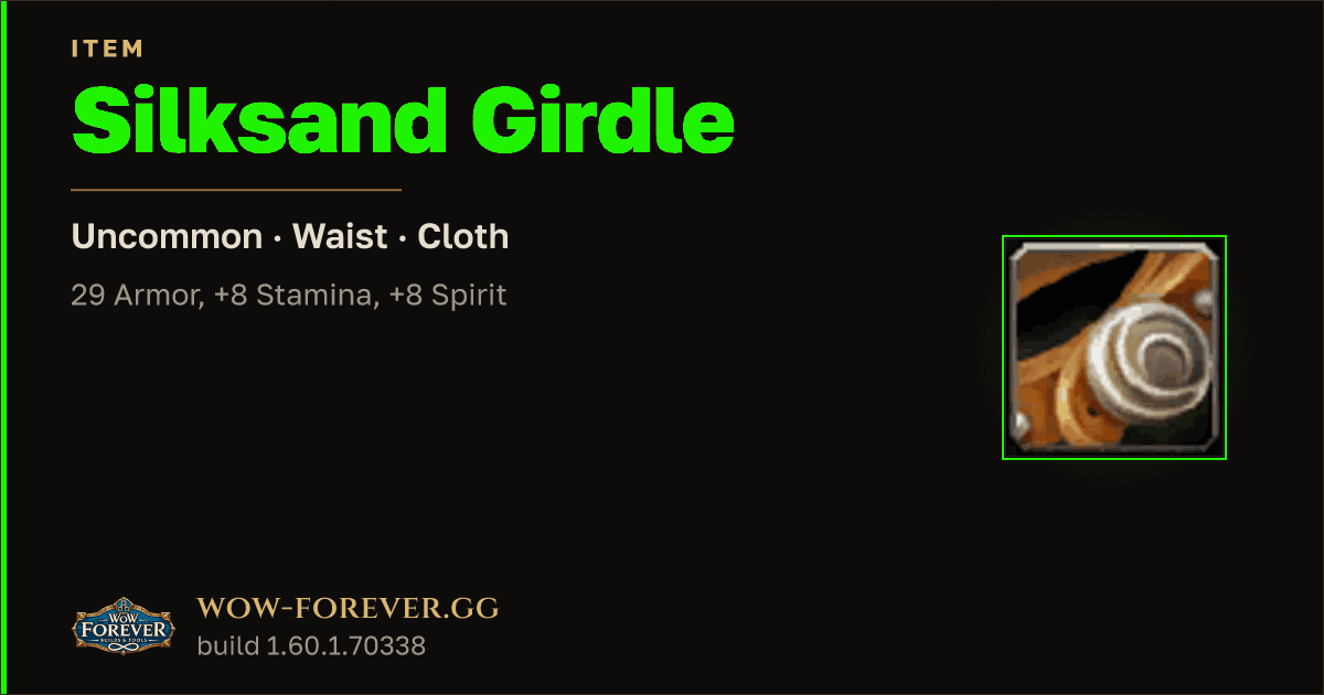The preview card for Silksand Girdle