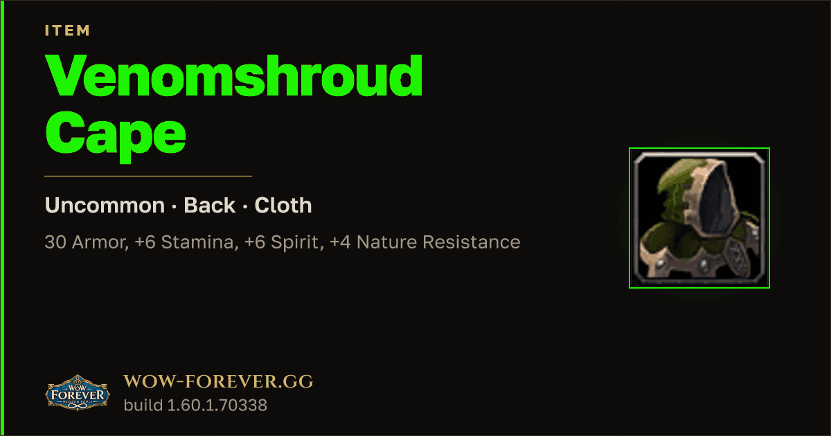 The preview card for Venomshroud Cape