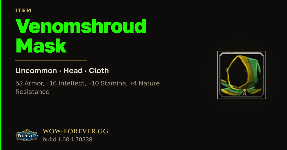 The preview card for Venomshroud Mask