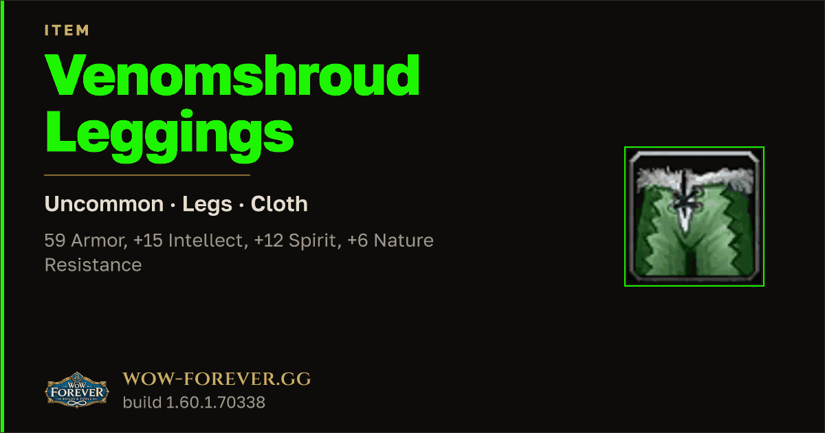 The preview card for Venomshroud Leggings