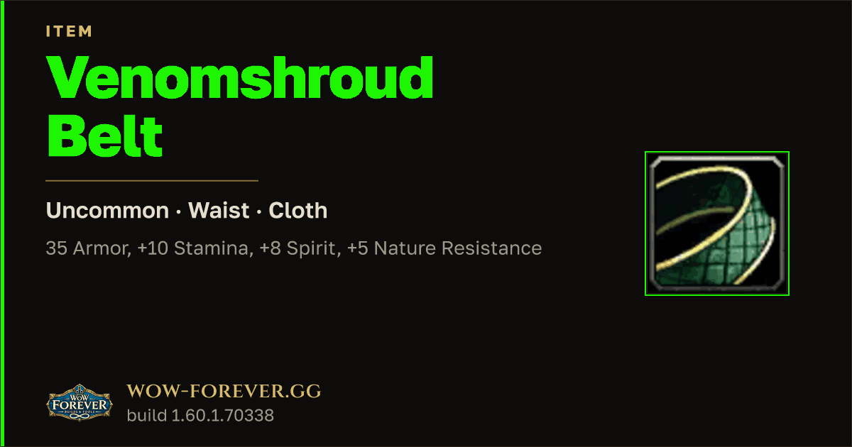 The preview card for Venomshroud Belt
