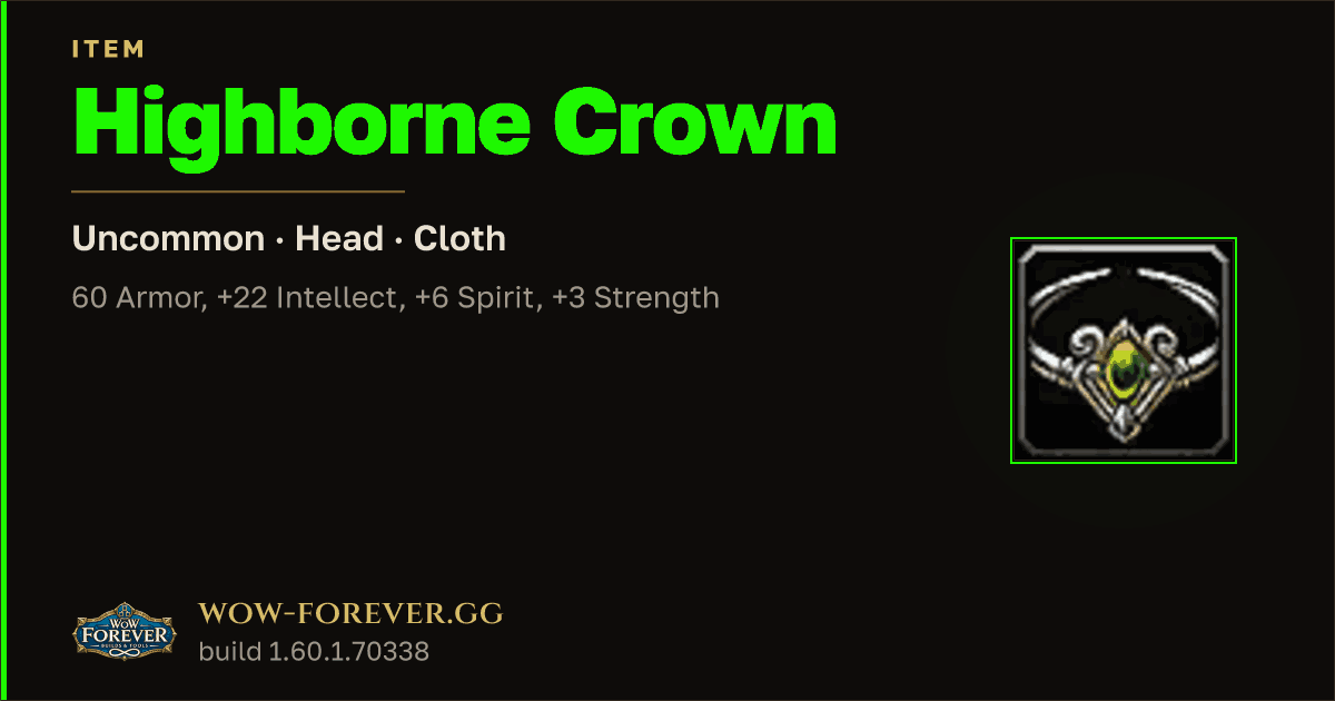 The preview card for Highborne Crown