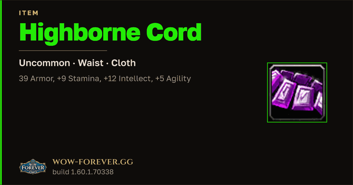 The preview card for Highborne Cord