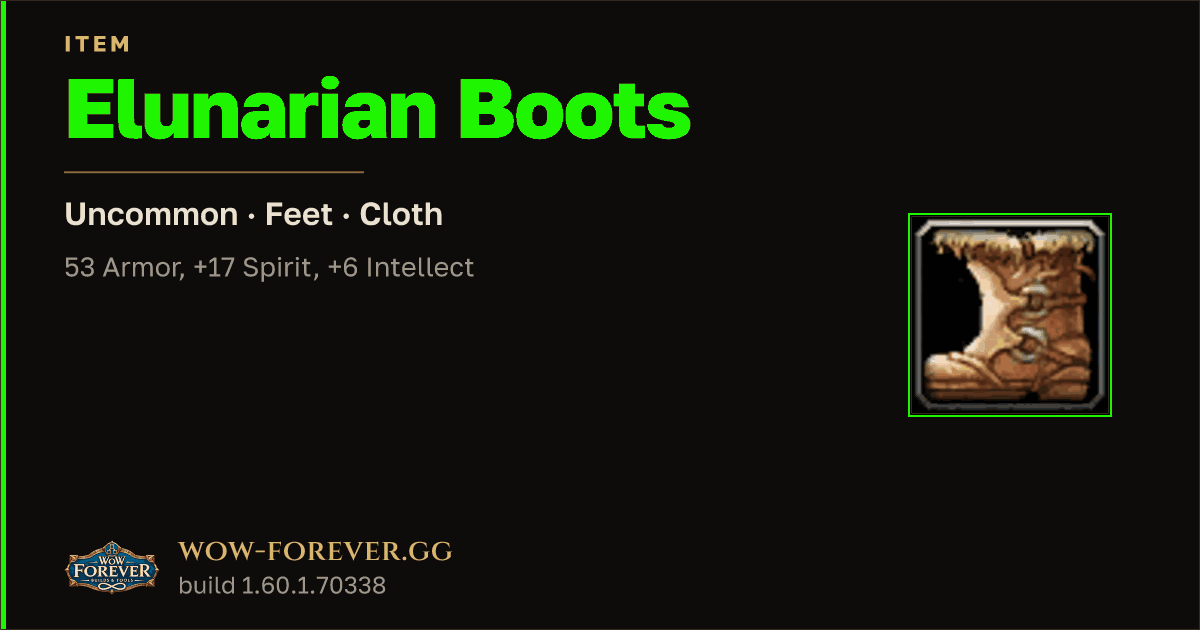 The preview card for Elunarian Boots