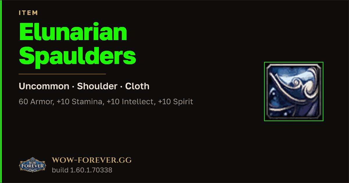 The preview card for Elunarian Spaulders