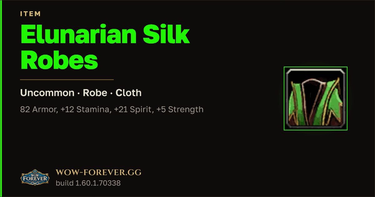 The preview card for Elunarian Silk Robes