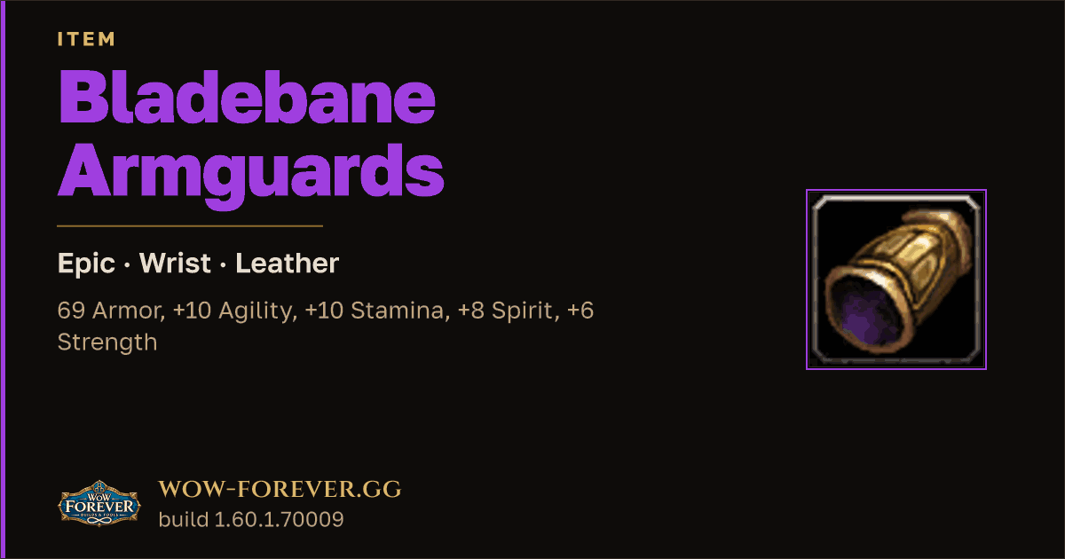 The preview card for Bladebane Armguards - Epic Leather Wrist