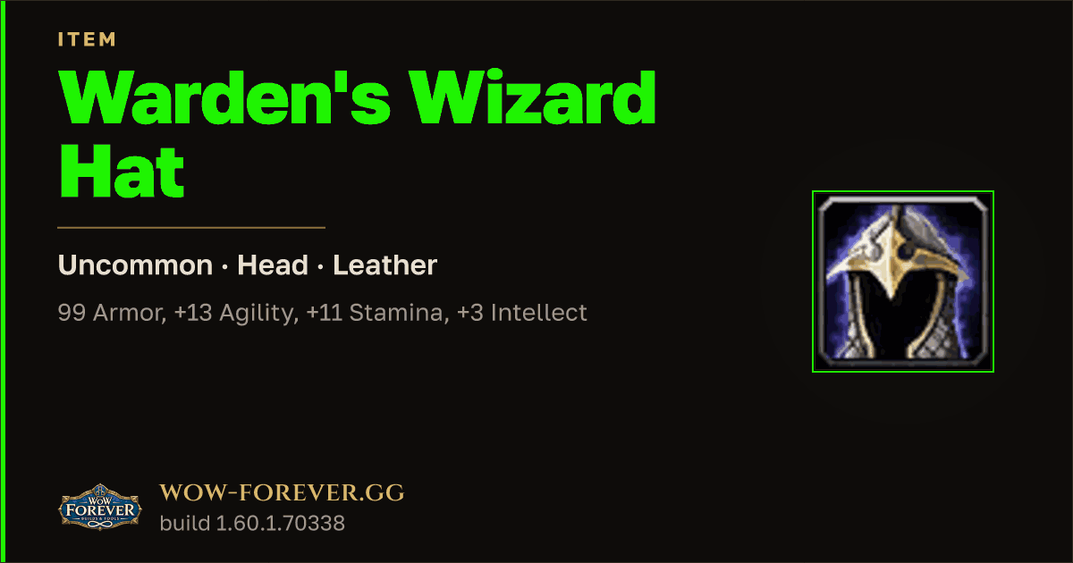 The preview card for Warden's Wizard Hat