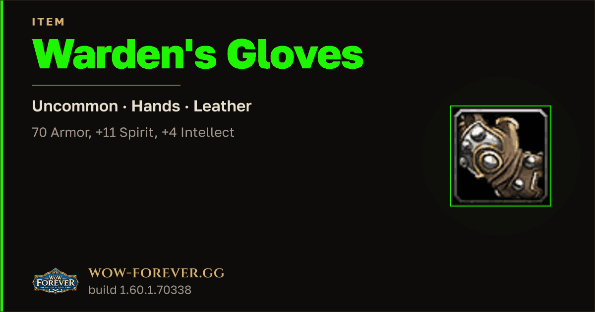 The preview card for Warden's Gloves