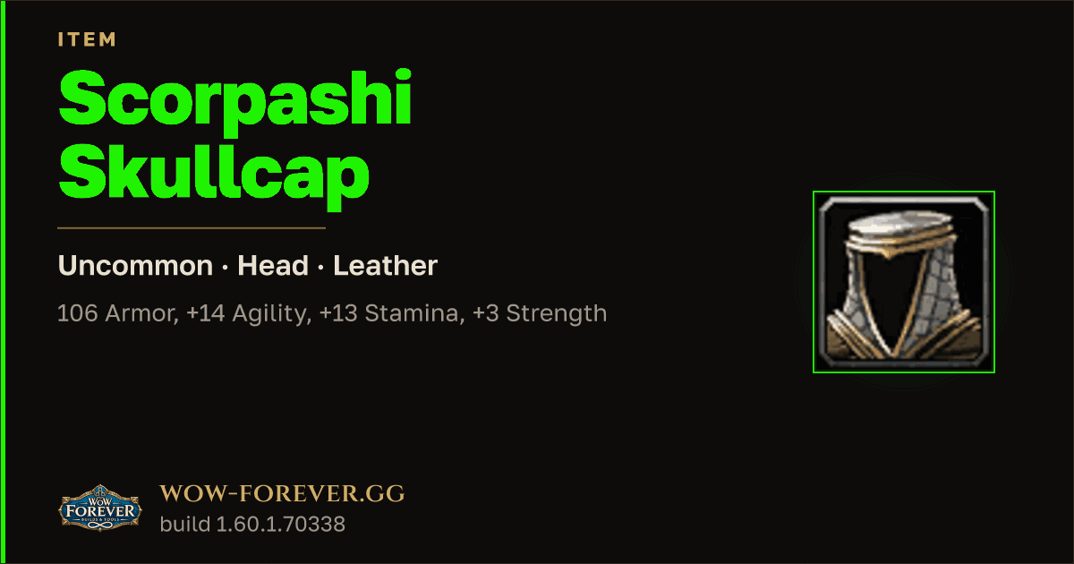 The preview card for Scorpashi Skullcap