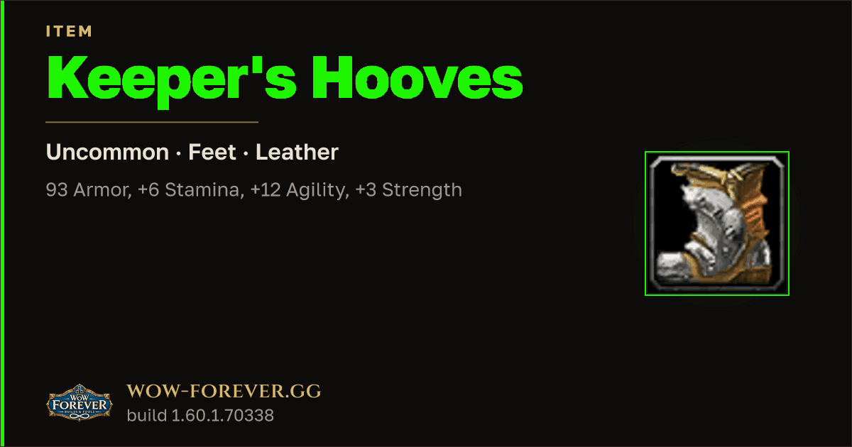 The preview card for Keeper's Hooves