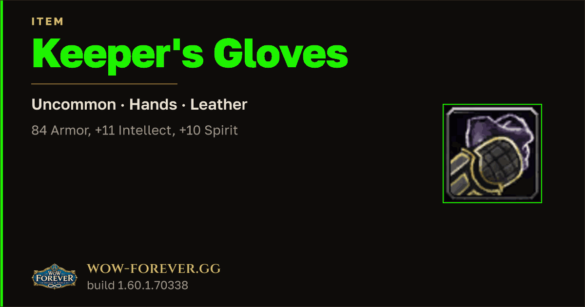 The preview card for Keeper's Gloves