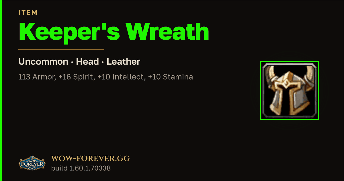The preview card for Keeper's Wreath