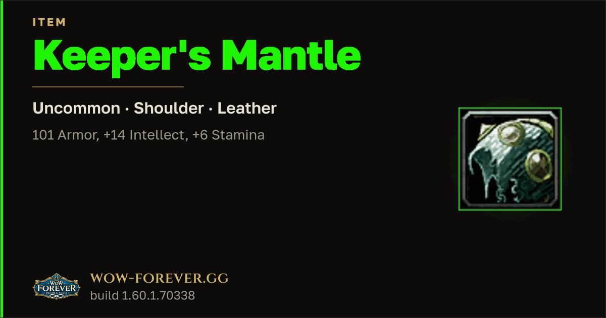The preview card for Keeper's Mantle
