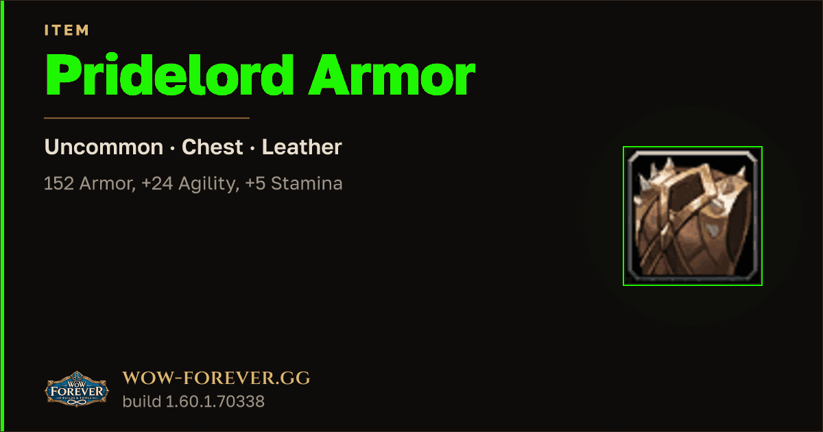 The preview card for Pridelord Armor