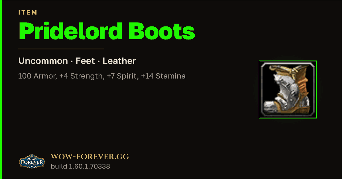 The preview card for Pridelord Boots