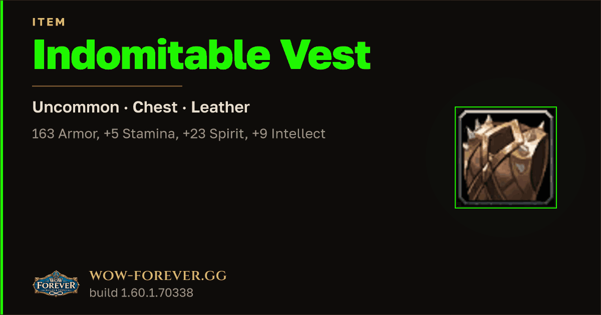 The preview card for Indomitable Vest