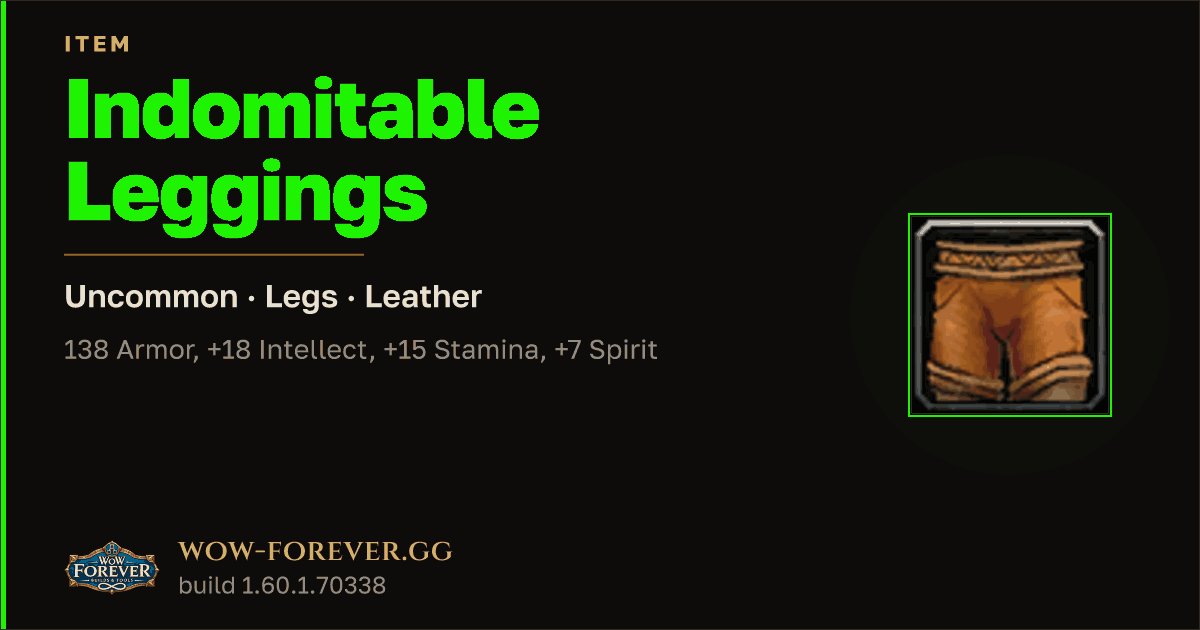 The preview card for Indomitable Leggings