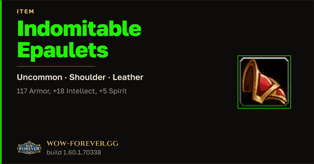 The preview card for Indomitable Epaulets