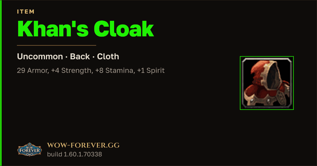 The preview card for Khan's Cloak