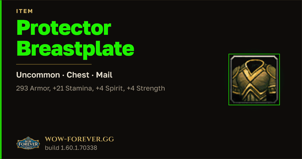 The preview card for Protector Breastplate
