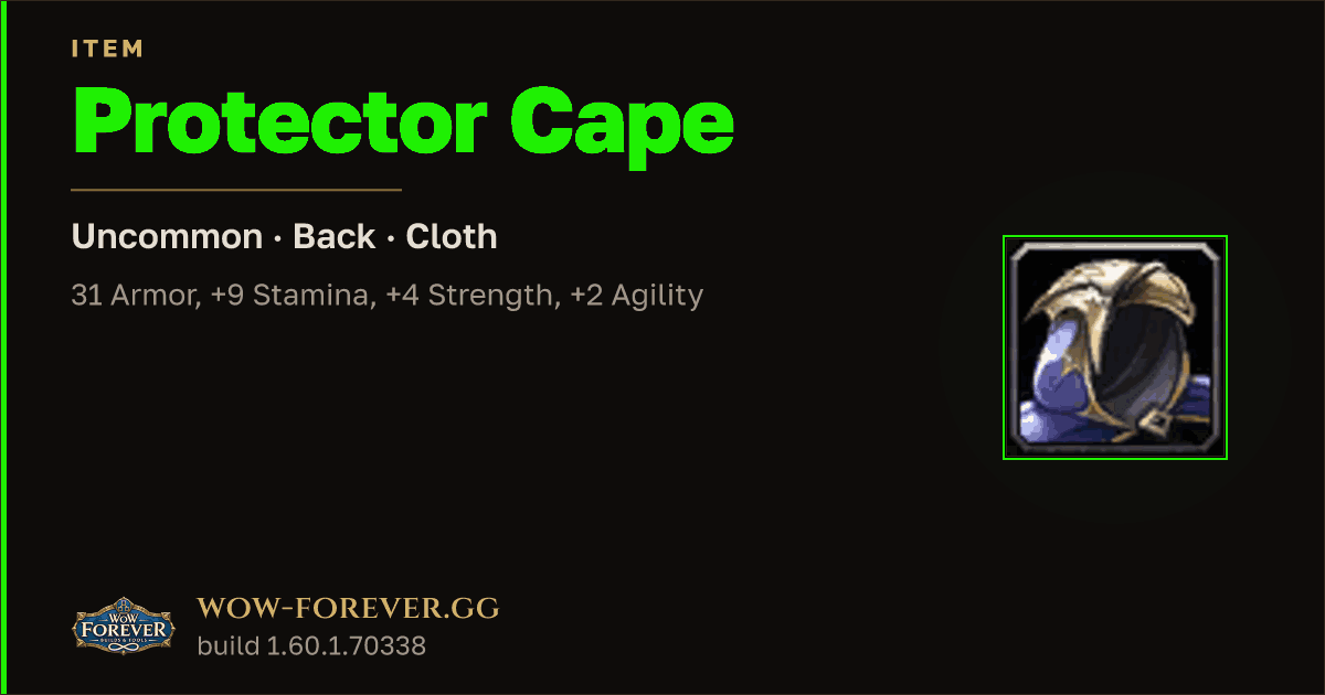 The preview card for Protector Cape