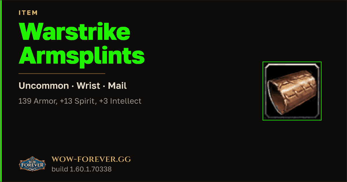 The preview card for Warstrike Armsplints