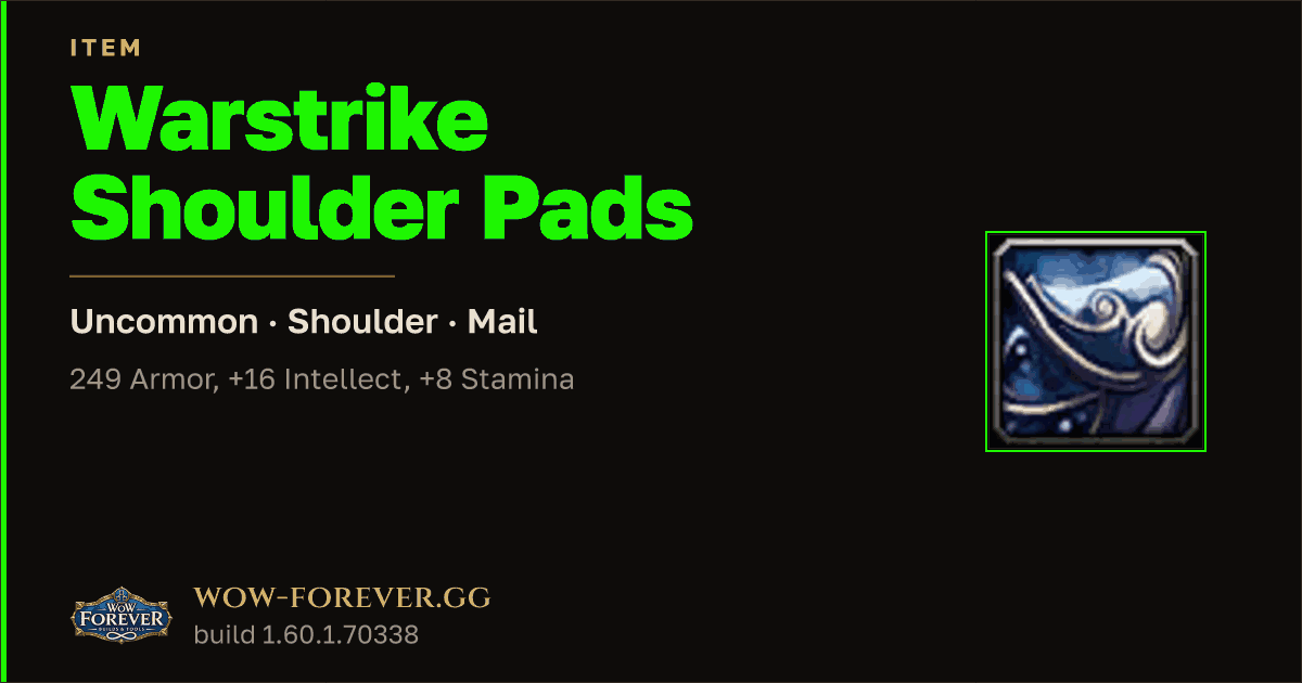 The preview card for Warstrike Shoulder Pads