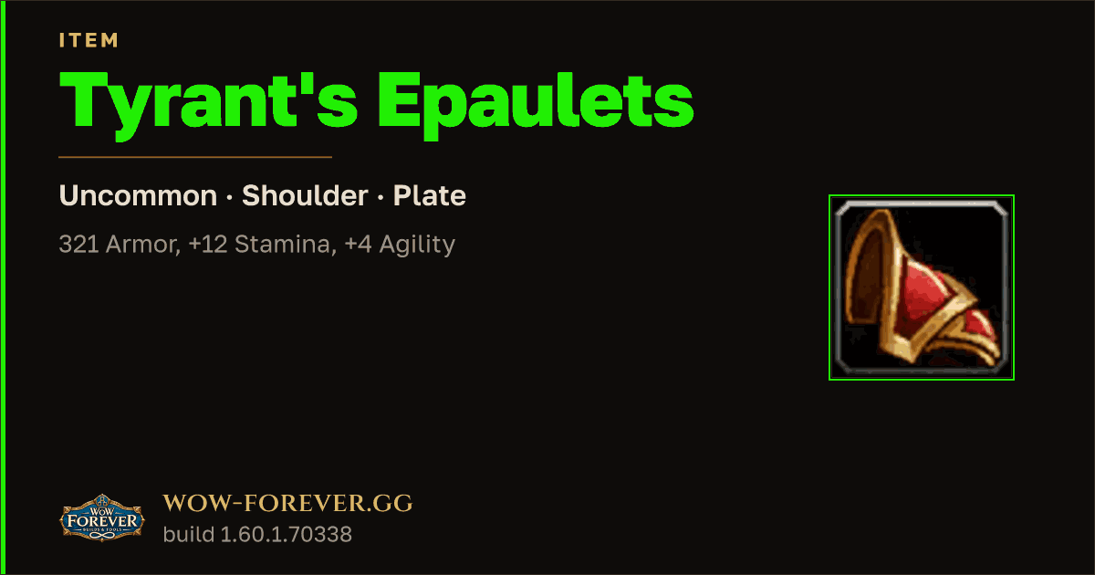 The preview card for Tyrant's Epaulets