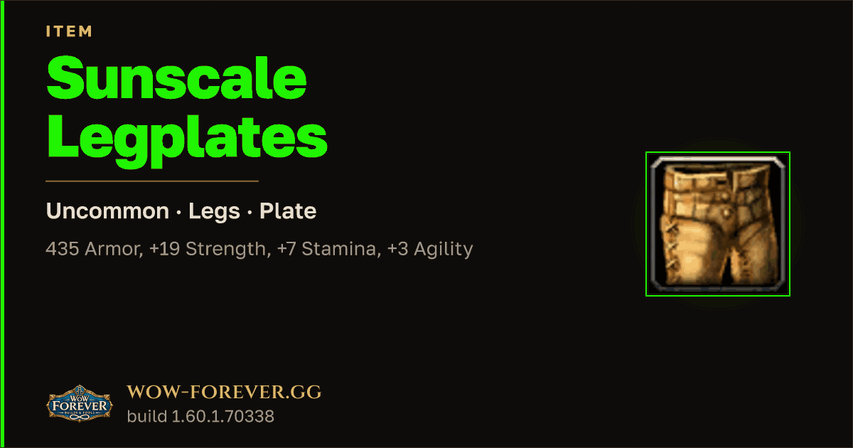 The preview card for Sunscale Legplates