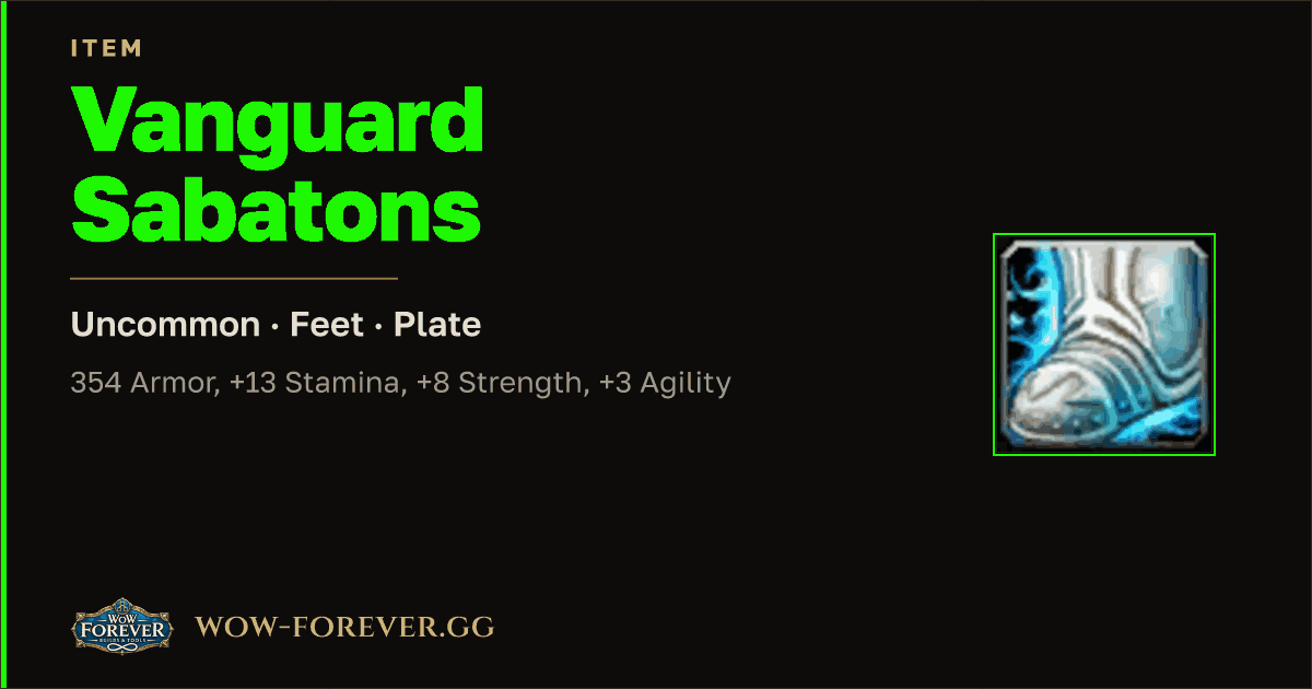 The preview card for Vanguard Sabatons