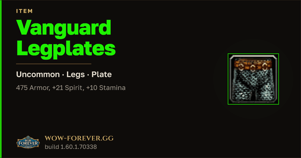The preview card for Vanguard Legplates