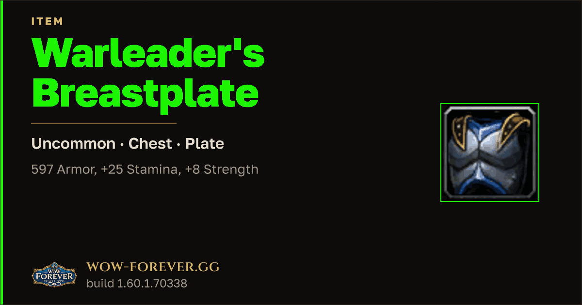 The preview card for Warleader's Breastplate