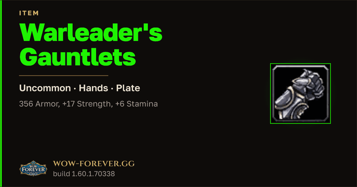 The preview card for Warleader's Gauntlets