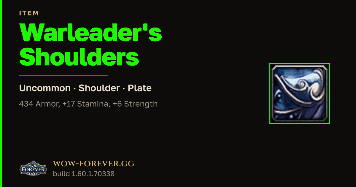 The preview card for Warleader's Shoulders