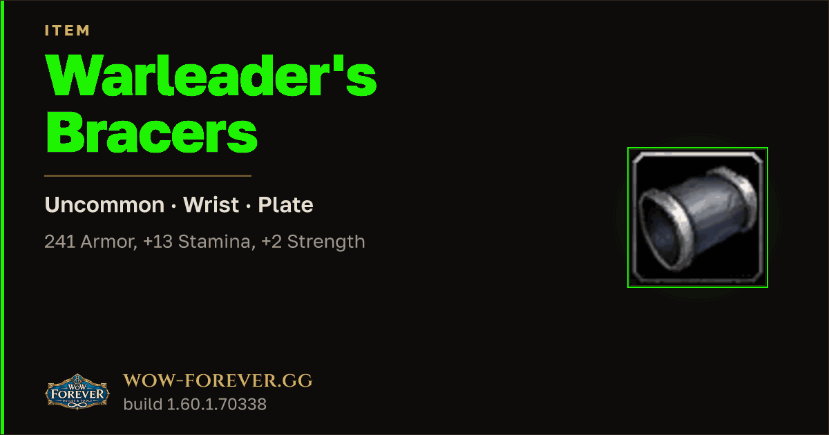The preview card for Warleader's Bracers