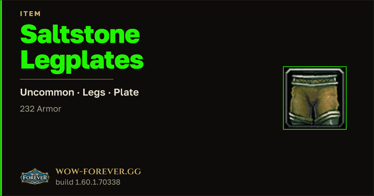 The preview card for Saltstone Legplates
