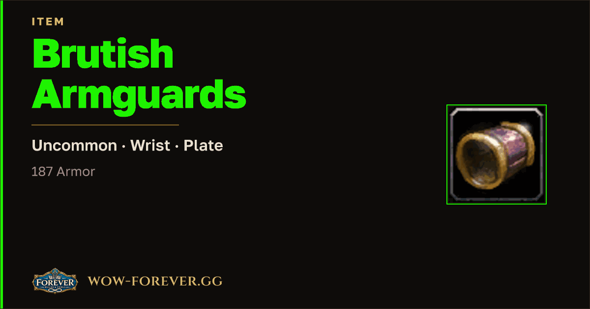 The preview card for Brutish Armguards