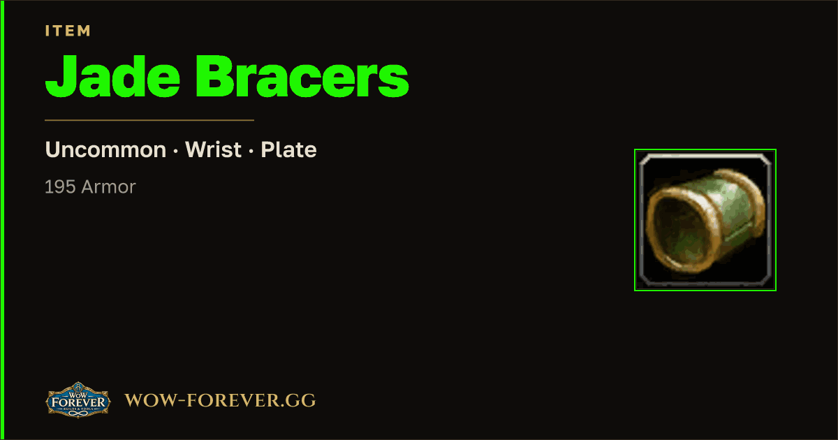The preview card for Jade Bracers