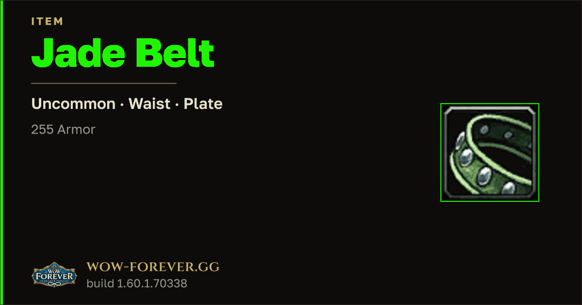 The preview card for Jade Belt